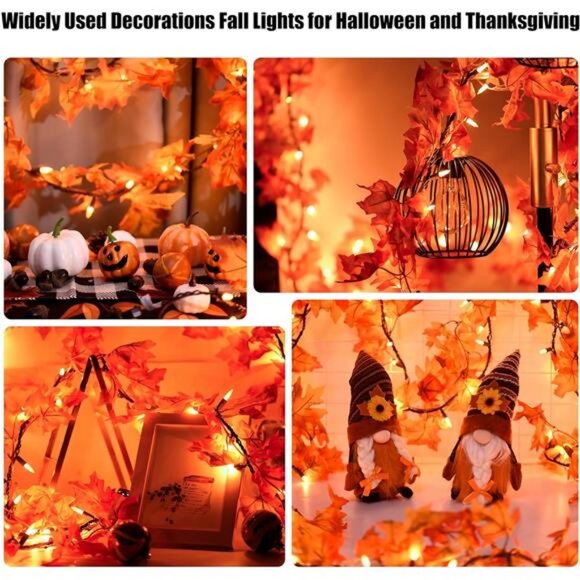 Fall Decorations for Home 9FT Plug in Fall Garland with Lights 50 Orange Bulbs - Picture 6 of 8